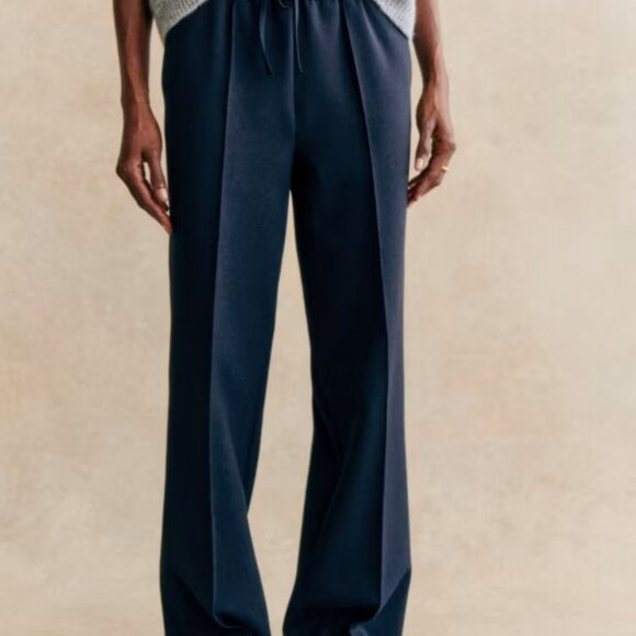 SEZANE Bruce Trousers Pants Slacks Navy Size 12 - Picture 2 of 5
